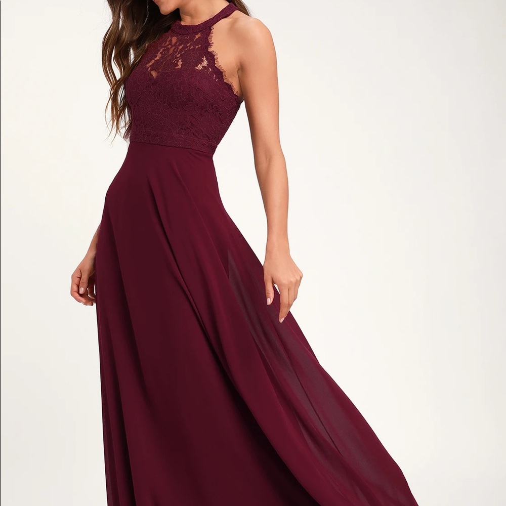 Lulus Dance All Evening Maxi Dress XS burgundy